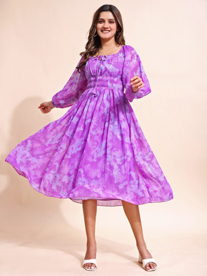 Attire Empire Women Fit and Flare Multicolor Maxi/Full Length Dress