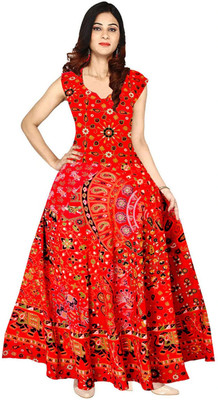 New Kanishka Boutique Women Ethnic Dress Red Ankle Length Dress