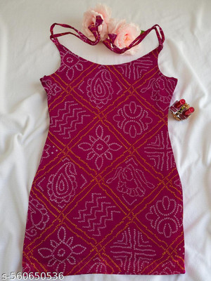 Lugru Collection Women Bandhani, Geometric Print, Printed Tunic Kurta(Pink)