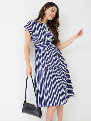 Globus Women A-line Blue Midi/Calf Length Dress