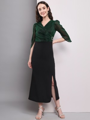 HouseOfCommon Women A-line Green Dress