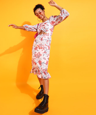 RARE Women A-line Multicolor Midi/Calf Length Dress