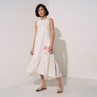 Akkriti by Pantaloons Women A-line White Midi/Calf Length Dress