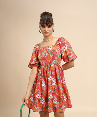 Tokyo Talkies Women Fit and Flare Multicolor Above Knee/Mid Thigh Length Dress