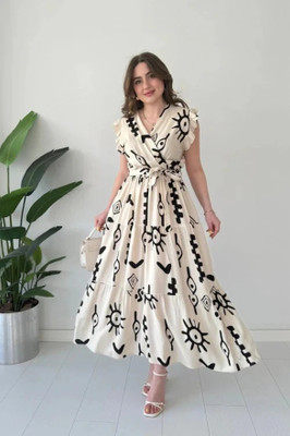 FabFinds Women A-line Multicolor Maxi/Full Length Dress