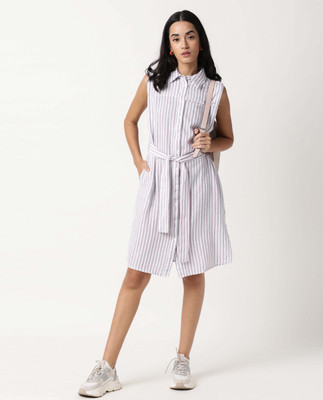 RAREISM Women A-line Purple Knee Length Dress