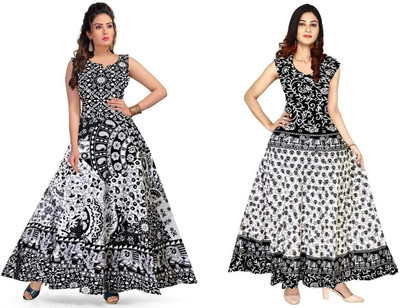 RADHA RANI COLLECTION Women A-line Black Maxi/Full Length Dress
