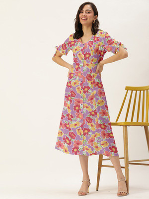 Dressberry Women A-line Purple Below Knee Dress