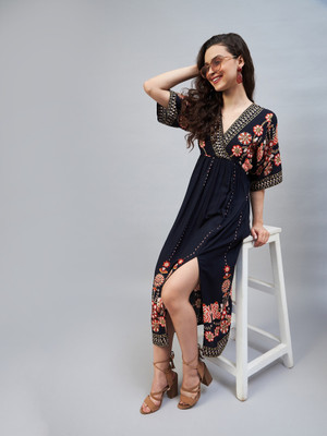 STYLESTONE Women Maxi Multicolor Midi/Calf Length Dress