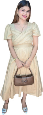 STYLEONMES Women Ethnic Dress Pink Midi/Calf Length Dress