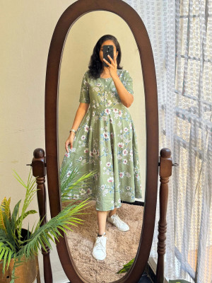 Stylepath Women A-line Green Midi/Calf Length Dress