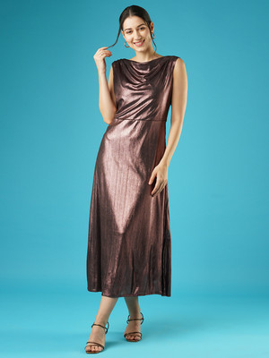 Globus Women A-line Brown Midi/Calf Length Dress