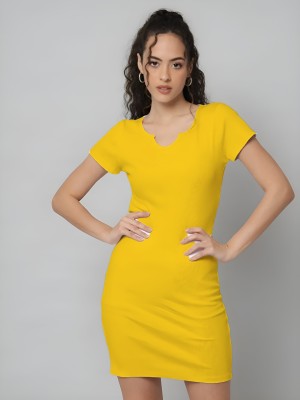 GUTI Women Bodycon Yellow Dress