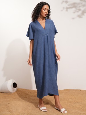 Tokyo Talkies Women Kaftan Blue Dress