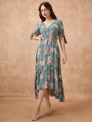 Globus Women Fit and Flare Blue Midi/Calf Length Dress