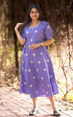 Jagger Traders Women A-line Purple Above Knee/Mid Thigh Length Dress