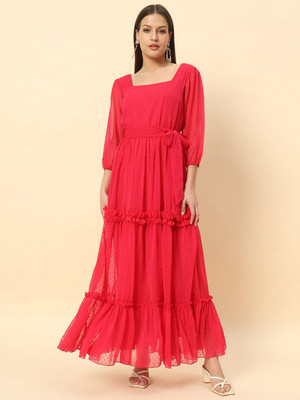 CHEMISTRY Women A-line Pink Maxi/Full Length Dress