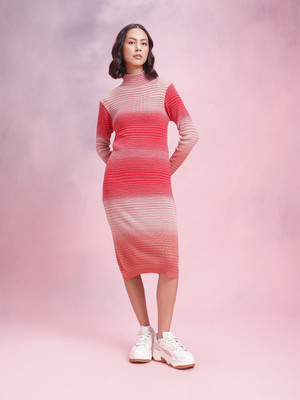 Dressberry Women Sheath Beige Knee Length Dress