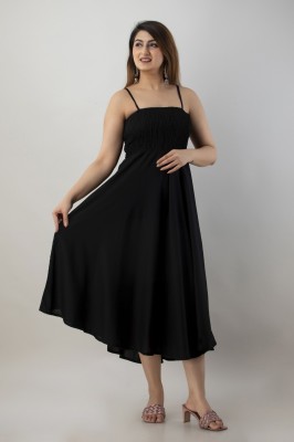 one amore Women A-line Black Dress