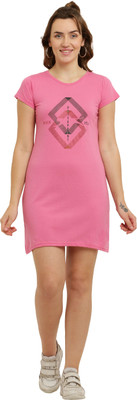 HouseOfCommon Women T Shirt Pink Above Knee/Mid Thigh Length Dress