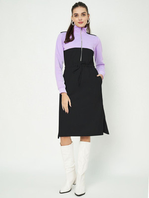 BRINNS Women Tiered Black Knee Length Dress