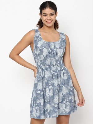 American Eagle Outfitters Women Fit and Flare Blue Dress