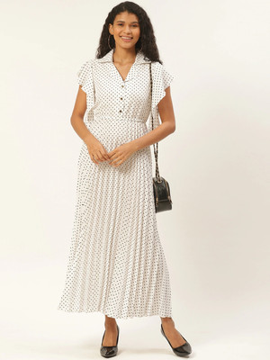Moda Rapido Women Fit and Flare White Maxi/Full Length Dress
