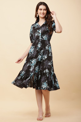 Dressly Women A-line Multicolor Midi/Calf Length Dress
