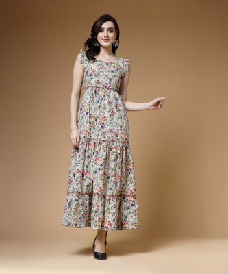 indibelle Women Maxi Multicolor Full Length Dress