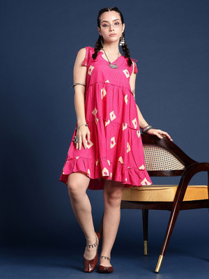 Taavi Women A-line Pink Above Knee/Mid Thigh Length Dress