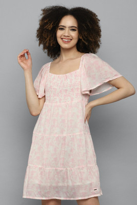 Allen Solly Women A-line Pink Above Knee/Mid Thigh Length Dress