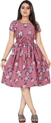 HouseOfCommon Women A-line Beige Knee Length Dress