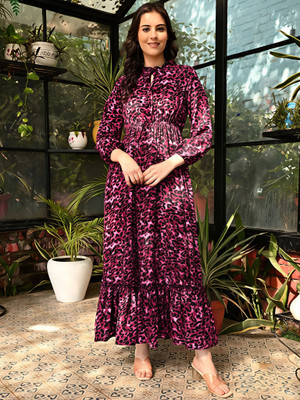 ZWERLON Women A-line Purple Maxi/Full Length Dress