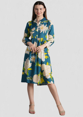 METRONAUT Women A-line Blue Knee Length Dress