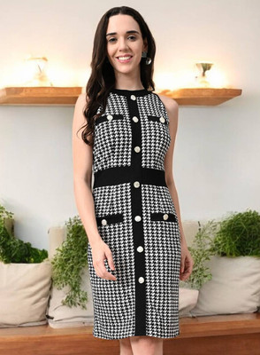 HouseOfCommon Women Bodycon Multicolor Knee Length Dress