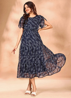 Vastani Enterprise Flared/A-line Gown(Blue)