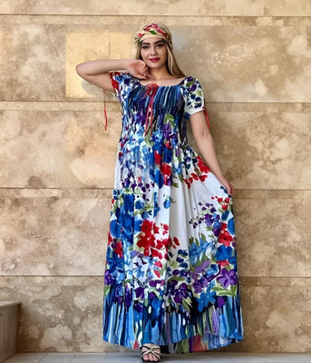 TIARO Women A-line Multicolor Maxi/Full Length Dress