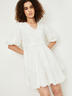 MAX Women A-line Beige Midi/Calf Length Dress