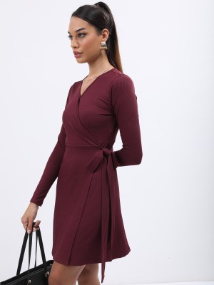 KETCH Women Wrap Maroon Dress