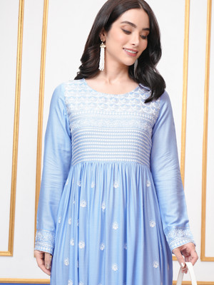 Vishudh Women Maxi Blue Full Length Dress