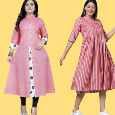 Rangrasiya Creation Women Printed A-line Kurta(Pink)