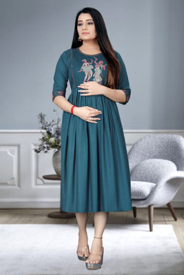 DICHIKA enterprise Women Fit and Flare Multicolor Midi/Calf Length Dress