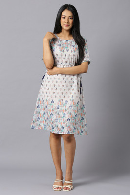 Aurelia Women Ethnic Dress Grey Knee Length Dress