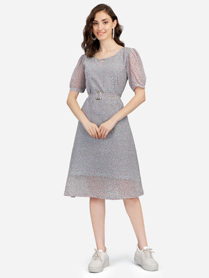 HouseOfCommon Women Maxi Grey Knee Length Dress