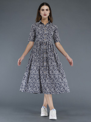 SUMAN TAXTILE Women Printed A-line Kurta(Blue)