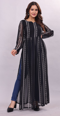 PALIBHAV Women A-line Black Below Knee Dress