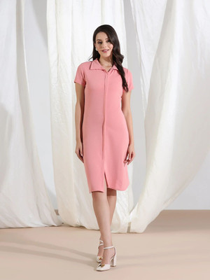 Mast & Harbour Women A-line Pink Below Knee Dress