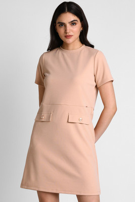 Allen Solly Women A-line Pink Above Knee/Mid Thigh Length Dress
