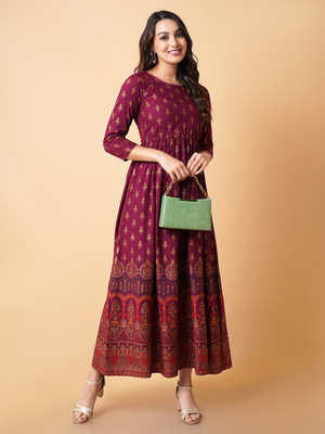 Daevish Women Maxi Maroon Midi/Calf Length Dress