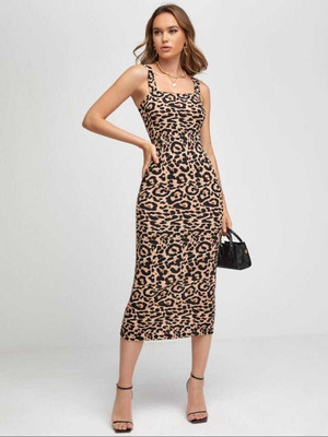 jojo creation Women Bodycon Brown Mini/Short Dress